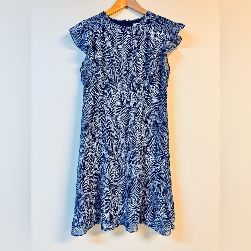 Michael Kors Navy Flutter Sleeve Chiffon Dress Size 10